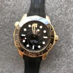 Omega Seamaster Diver 300M 42mm Yellow Gold On Rubber Strap Black Dial - Image 4