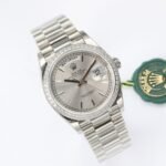[Super Clone] Rolex Daydate 36 mm President Brilliant diamond set Bezel Silver Dial 128349RBR - Image 4