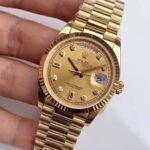 Rolex Daydate 36 mm President Fluted Bezel Champagne colour set with diamonds Dial 128238 - Image 4