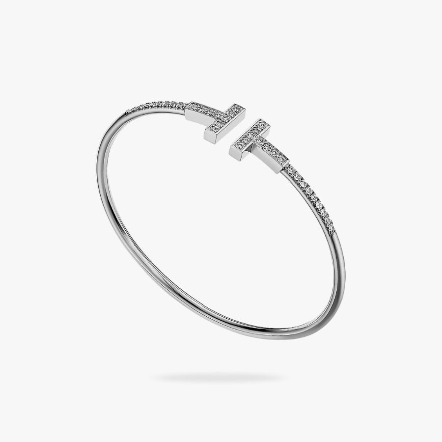 CEL-B-TIF-021.jpg Tiffany and Co TIFFANY T Pavé Diamond Wire Bangle - Image 1