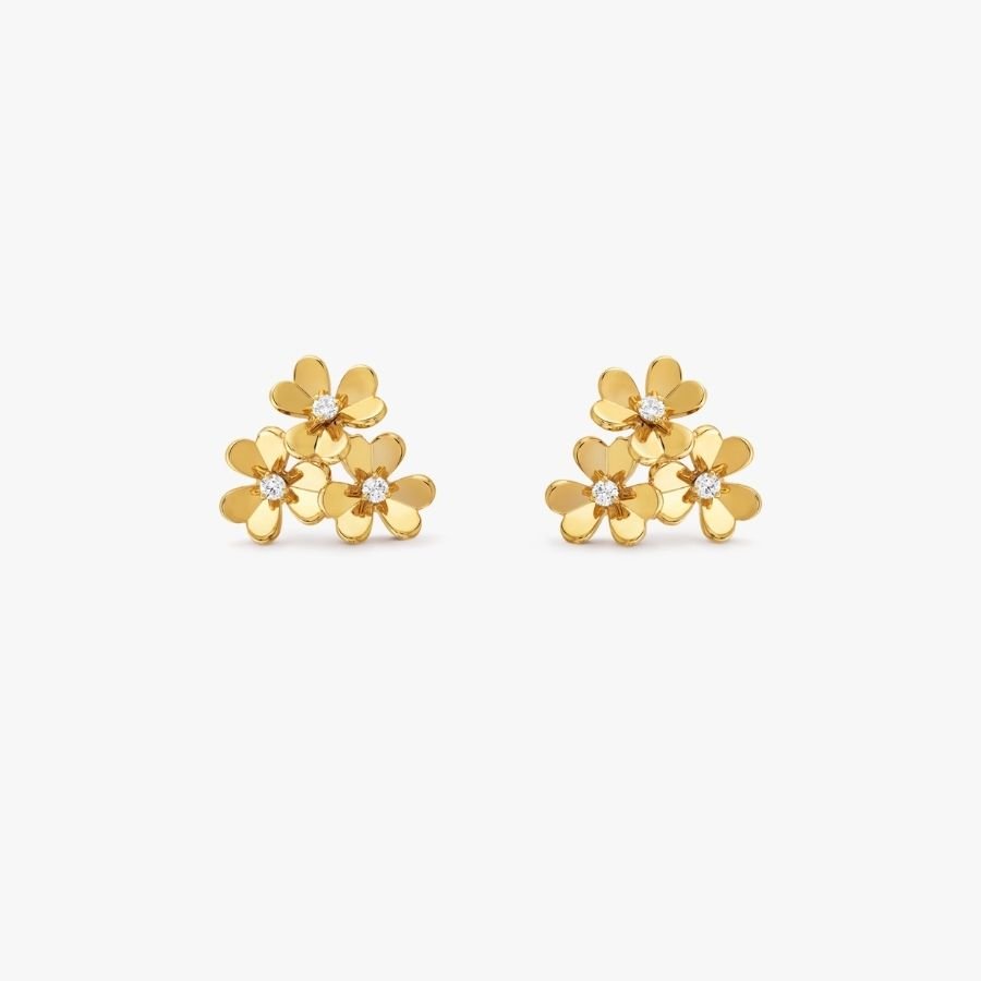 CEL-E-VCA-063.jpg Van Cleef and Arpels Frivole earrings 3 flowers mini model - Image 1