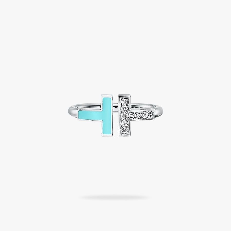 CEL-R-TIF-010.jpg Tiffany and Co TIFFANY T Diamond and Turquoise Wire Ring - Image 1