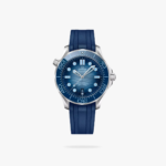 Omega Seamaster Diver 300M 42mm Steel On Rubber Strap Blue Dial