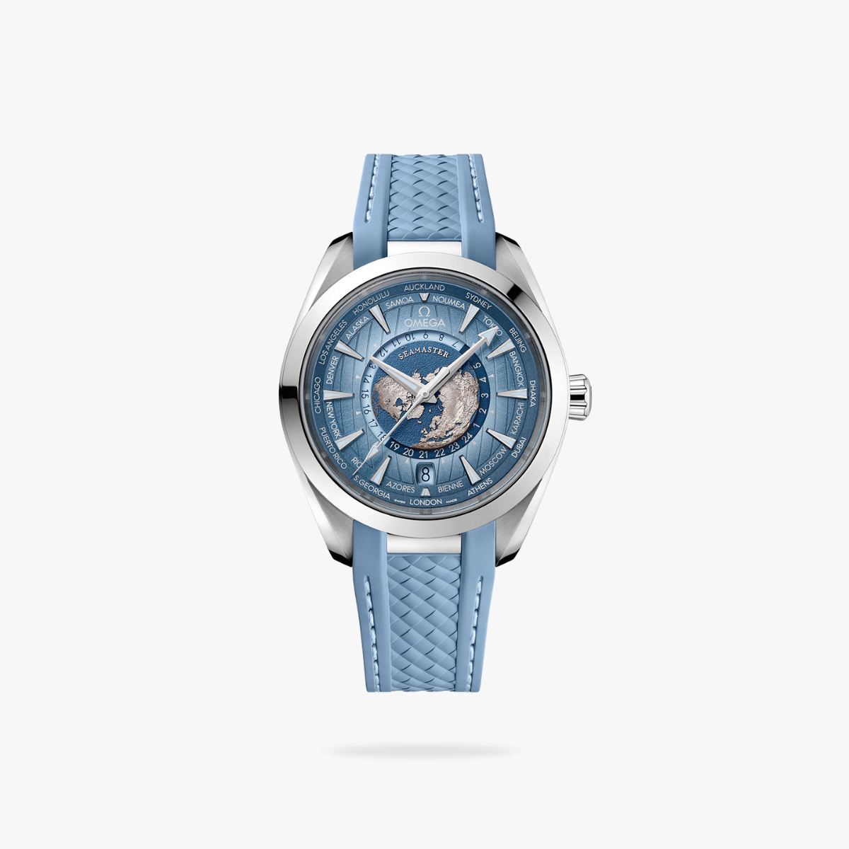 CEL-W-OM-026.png Omega Seamaster Aqua Terra Worldtimer 150M 43mm Steel On Rubber Strap Blue Dial - Image 1