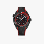 Omega Seamaster Planet Ocean 600M GMT Deep Black 46mm Black Ceramic On Rubber Strap Black Dial