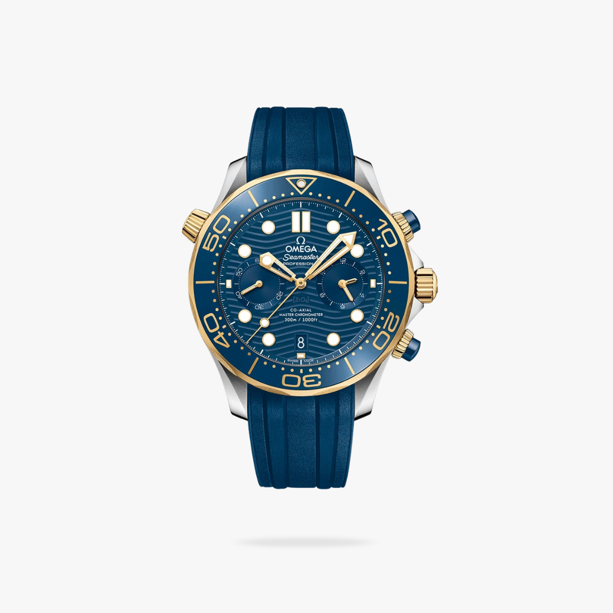 CEL-W-OM-050.png Omega Seamaster Diver 300M Chronograph 44mm Steel Yellow Gold On Rubber Strap Blue Dial - Image 1