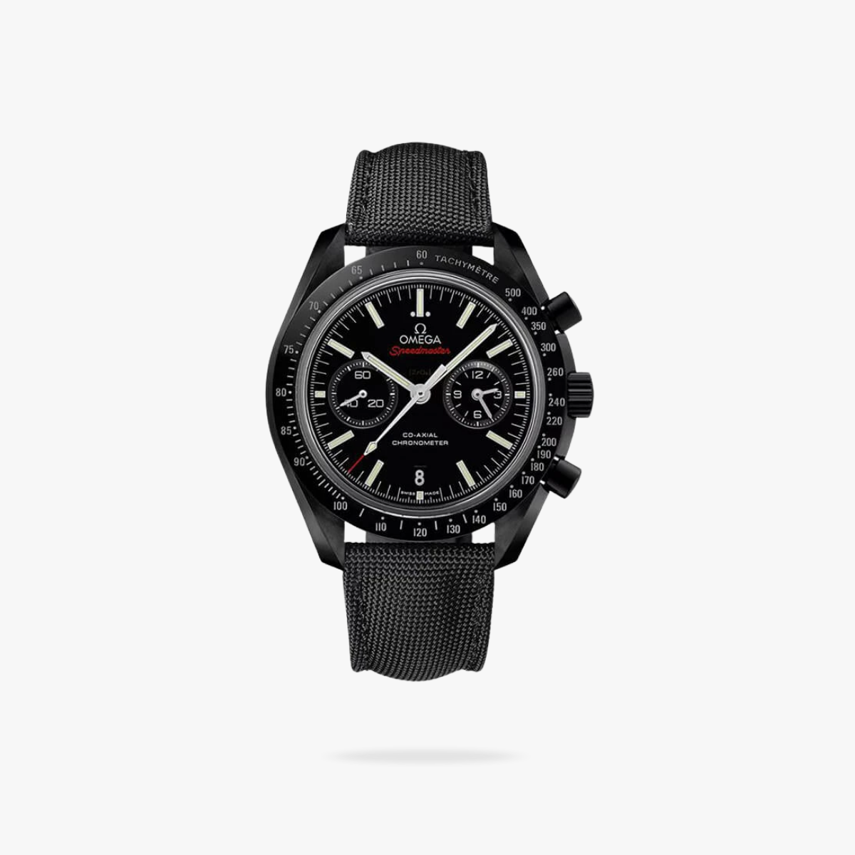CEL-W-OM-058.png Omega Speedmaster Dark Side Of The Moon 44mm Black Ceramic On Nylon Strap Black Dial - Image 1