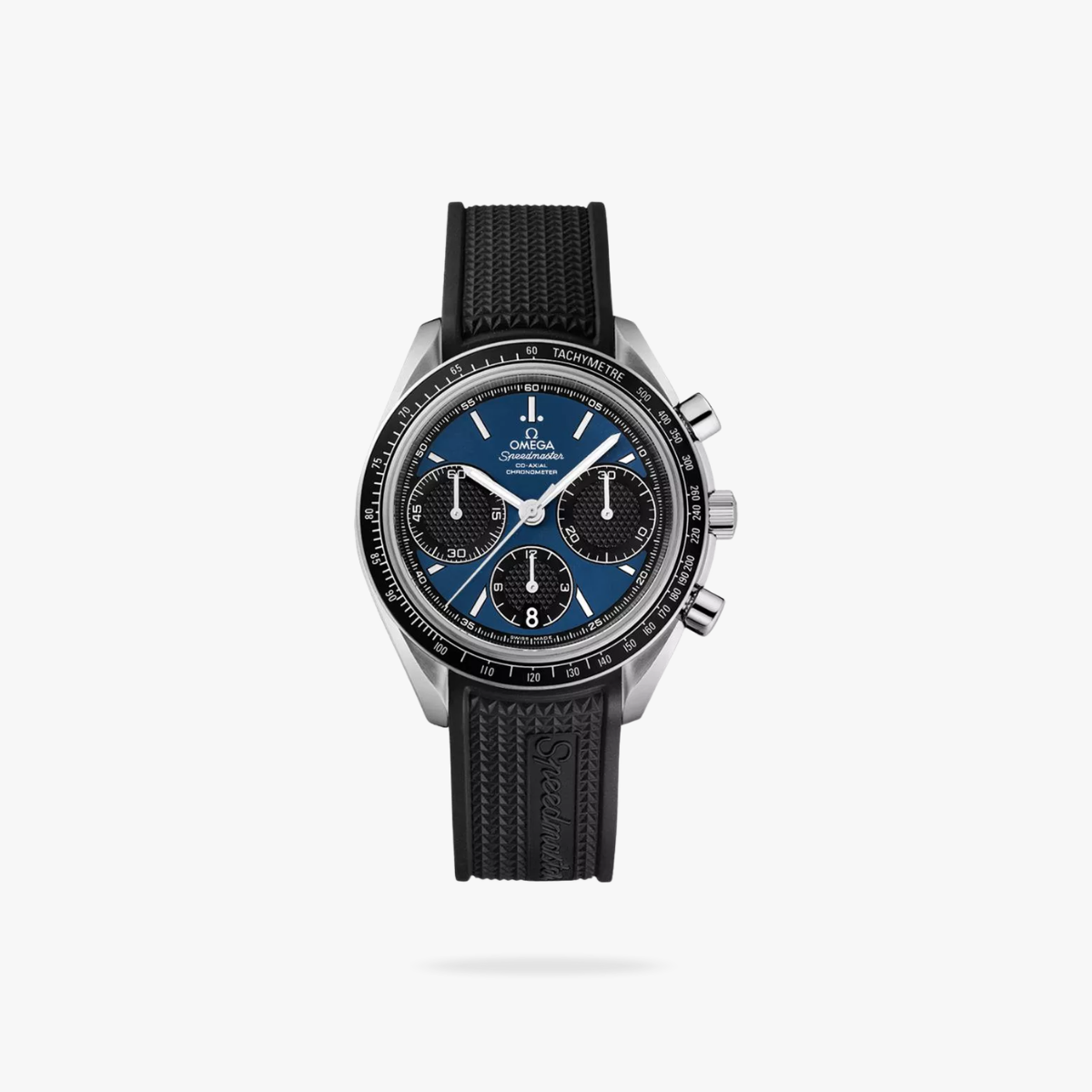 CEL-W-OM-059.png Omega Speedmaster Racing 40mm Steel On Rubber Strap Blue Dial - Image 1