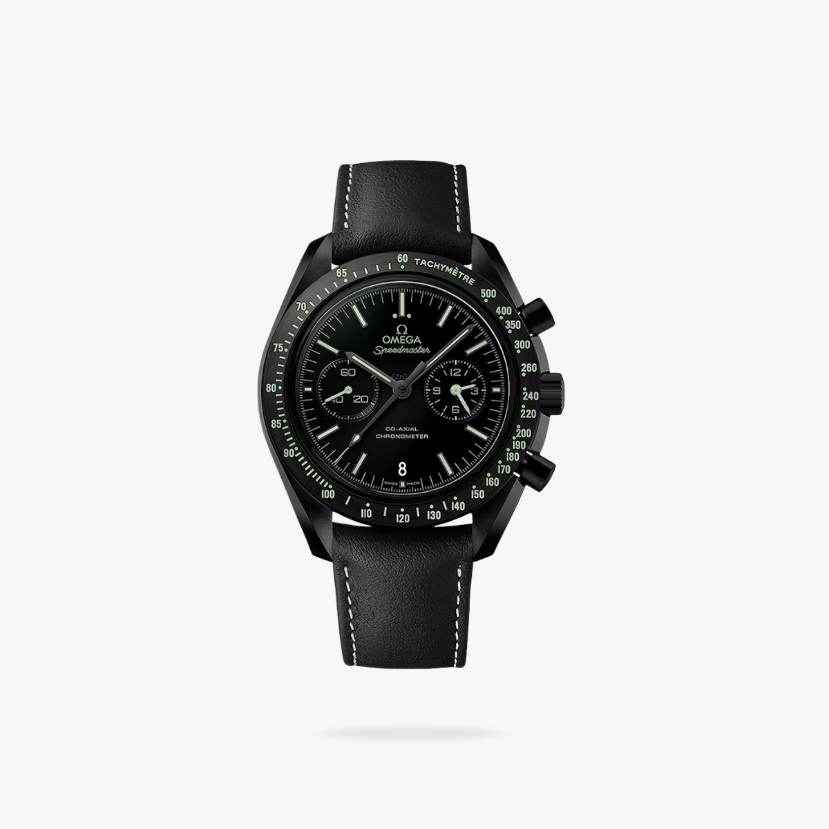 CEL-W-OM-068.png Omega Speedmaster Dark Side Of The Moon 44mm Black Ceramic On Leather Strap Black Dial - Image 1