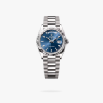 Rolex Daydate 36 mm President Fluted Bezel Bright blue Dial 128239