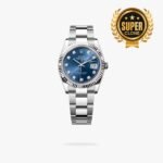 [Super Clone] Rolex Datejust 36 mm Oyster Fluted Bezel Bright blue set with diamonds Dial 126234