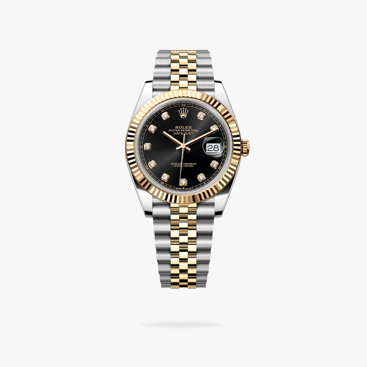 CEL-W-RL-044.png Rolex Datejust 41 mm Jubilee Fluted Bezel Bright black set with diamonds Dial 126333 - Image 1