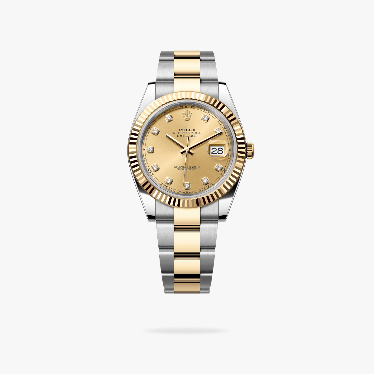 CEL-W-RL-093.png Rolex Datejust 41 mm Oyster Fluted Bezel Champagne colour set with diamonds Dial 126333 - Image 1