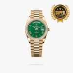 [Super Clone] Rolex Daydate 40 mm President Brilliant diamond set Bezel Green Dial 228348RBR Swiss movement