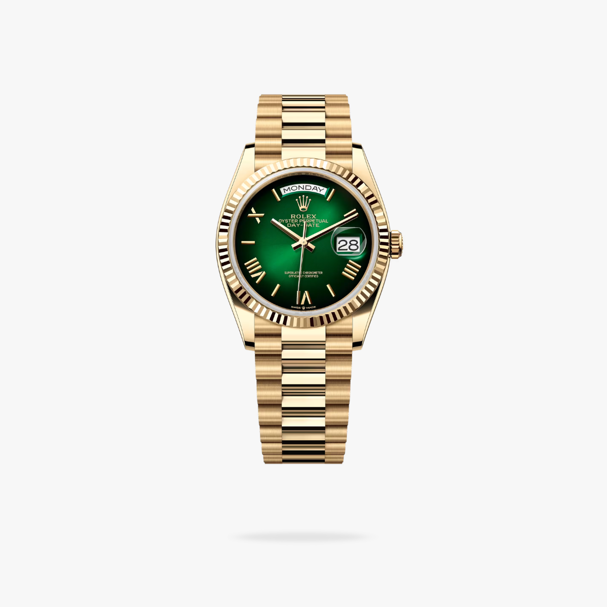 CEL-W-RL-107.png Rolex Daydate 36 mm President Fluted Bezel Blue ombre Dial 128238 - Image 1