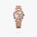 Rolex Daydate 36 mm President Fluted Bezel Rose colour set with diamonds Dial 128235