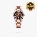 [Super Clone] Rolex Daydate 36 mm President Fluted Bezel Brown ombre set with diamonds Dial 128235