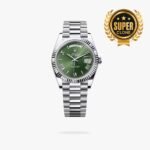 [Super Clone] Rolex Daydate 40 mm President Fluted Bezel Olive green Dial 228236