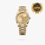 [Super Clone] Rolex Daydate 40 mm President Brilliant diamond set Bezel Champagne colour Dial 228348RBR